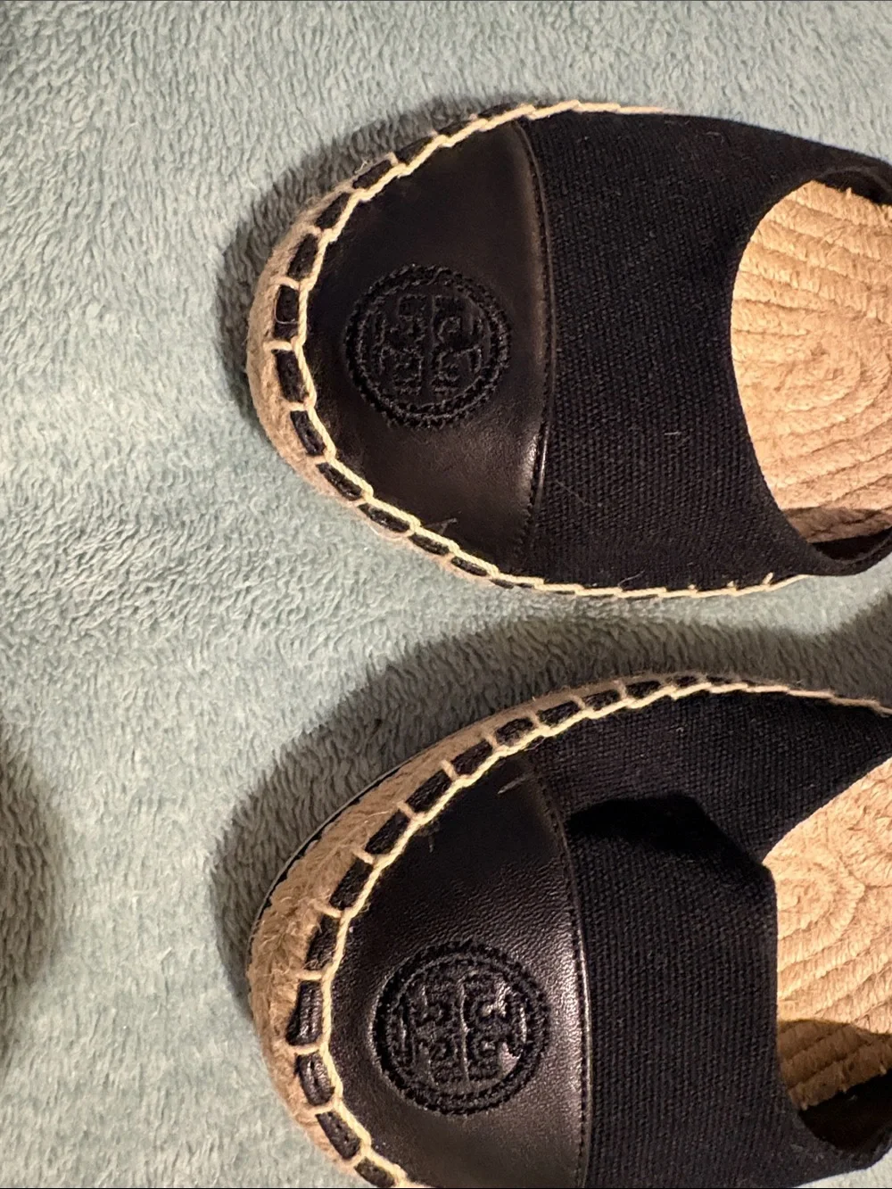 Tory Burch Black Espadrille Ankle-Strap Wedges